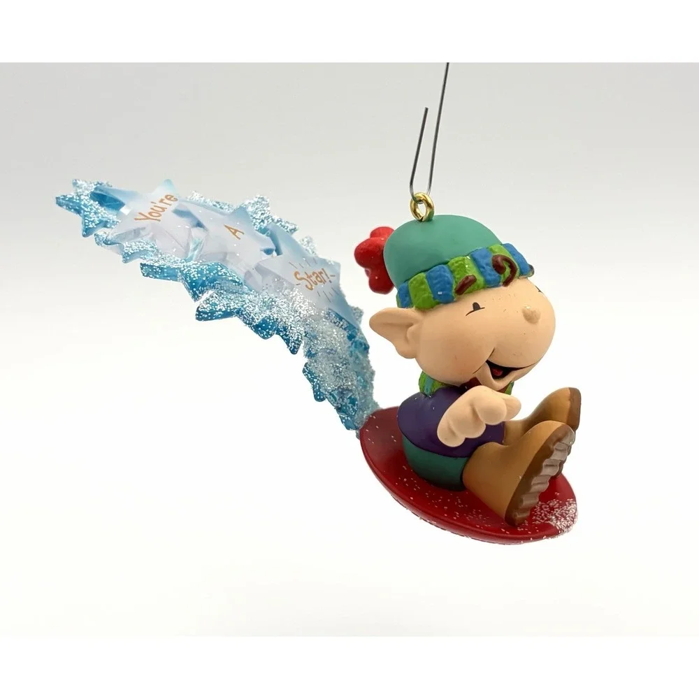 Hallmark Keepsake Ornament 2002 You're A Star Elf Sledding QX8966 Vintage